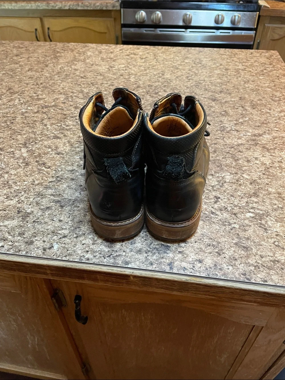 Florsheim Men's Black Leather Lace-Up Side Zip Ankle Boots Size 8m